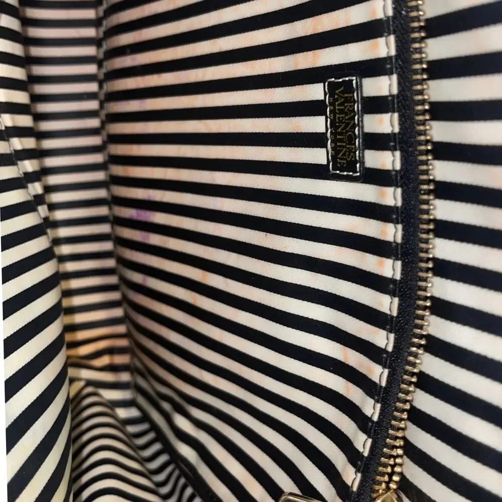 Frances Valentine Casey Nylon Backpack Bag Leather Handles Laptop Travel Tote